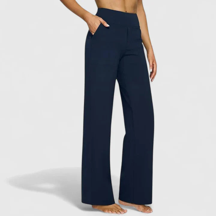 Women's High Waisted Wide Leg Pants with Pull On Design