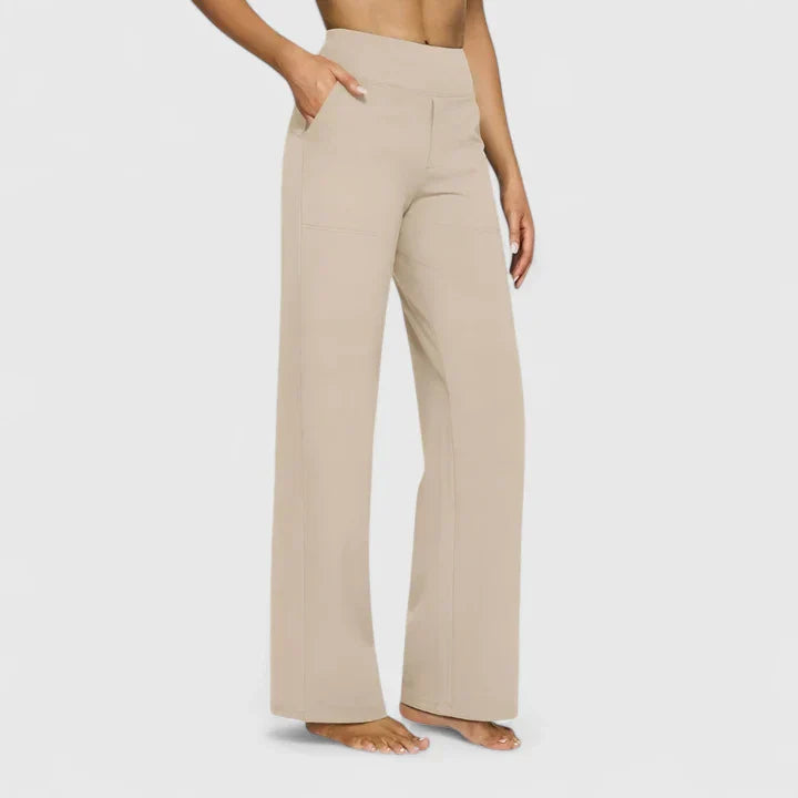 Women's High Waisted Wide Leg Pants with Pull On Design