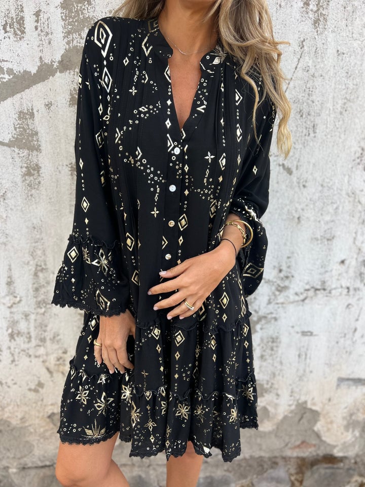 Evie | Mini Summer Dress with Boho Print and Flared Sleeves