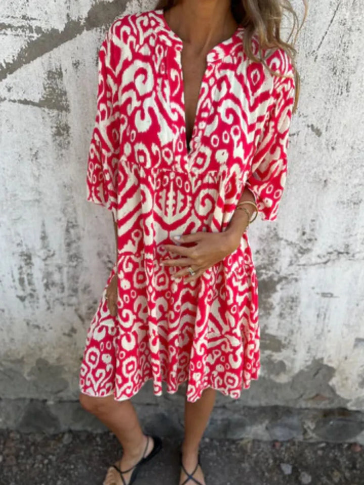 Bella | Mini Summer Dress with Boho Print and V-Neck