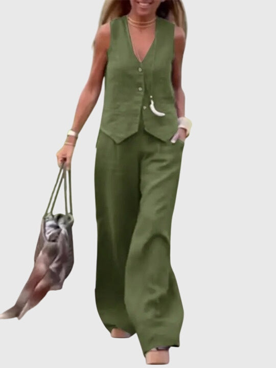 Nia | Two-Piece Set with Waistcoat and Wide-Leg Trousers