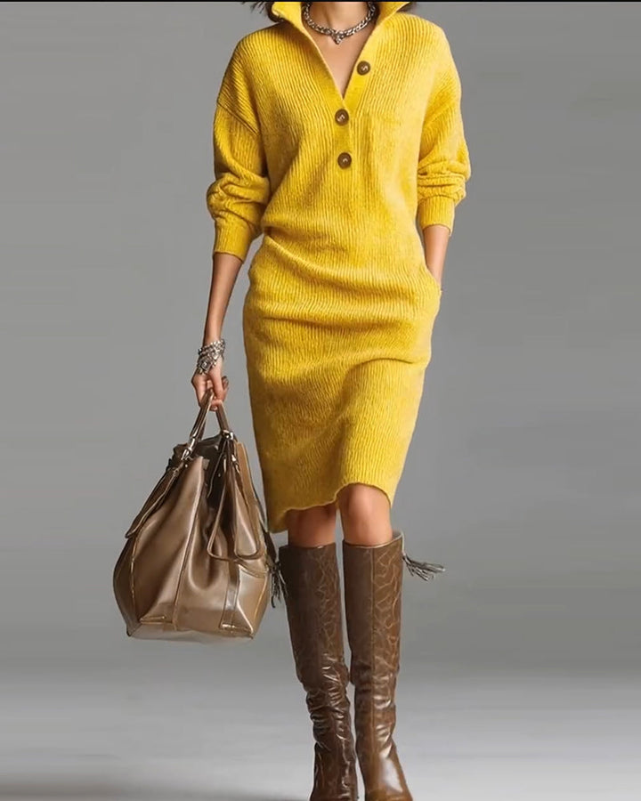 Lydia | Mini Cardigan Dress with Button Collar and Long Sleeves