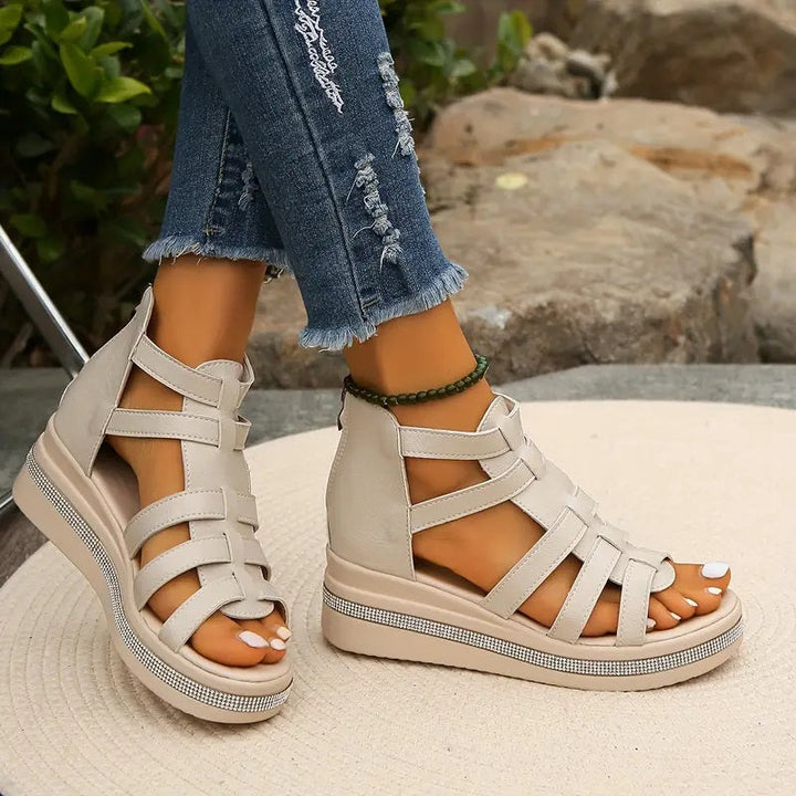 Women's Orthopedic Gladiator Platform Sandals with Multi Strap