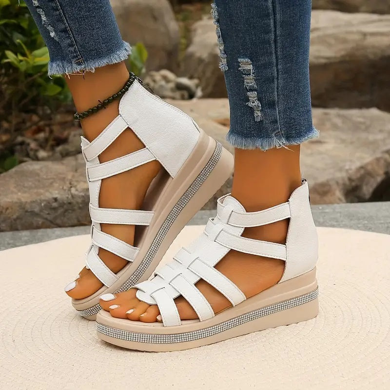 Women's Orthopedic Gladiator Platform Sandals with Multi Strap
