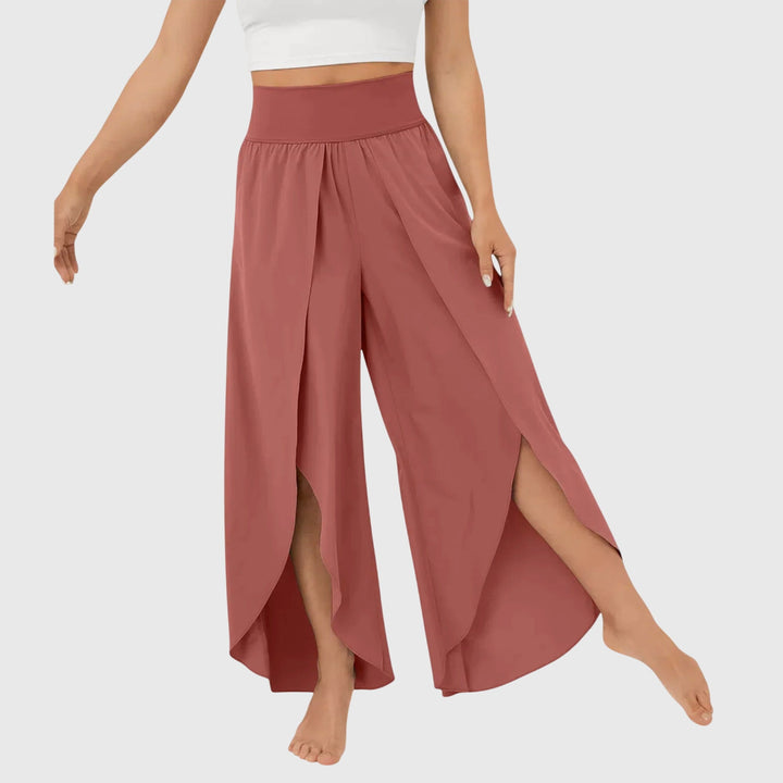 Sasha | Wide Leg Palazzo Trousers with Side Split and Elastic Waist