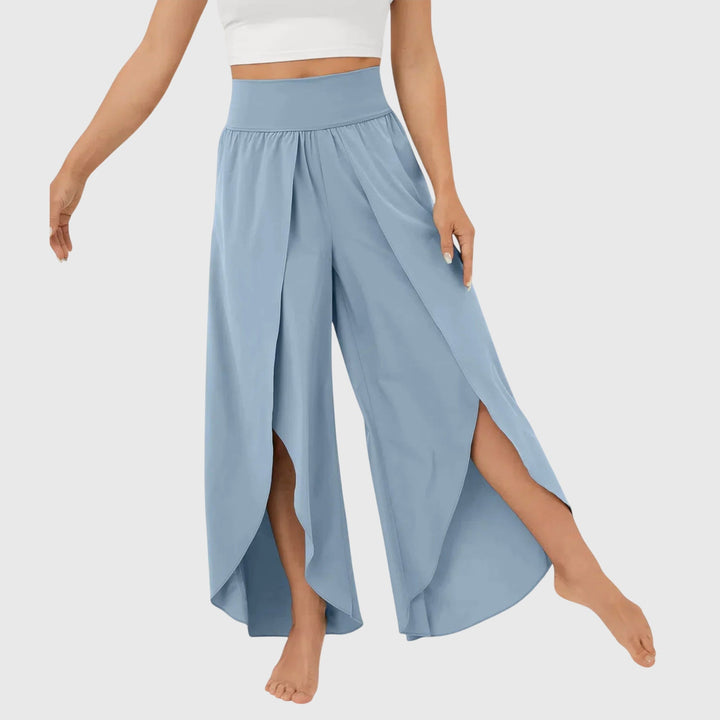 Sasha | Wide Leg Palazzo Trousers with Side Split and Elastic Waist