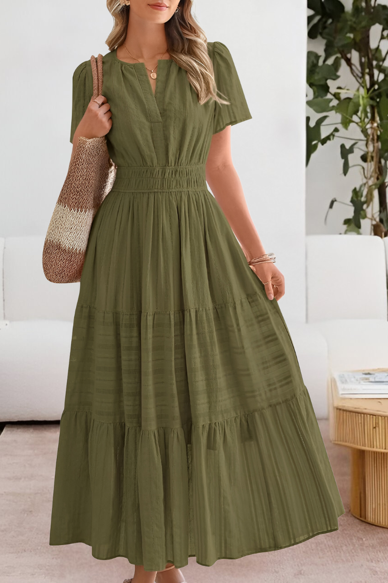 Esme | Boho Maxi Dress Smocked Short Sleeve