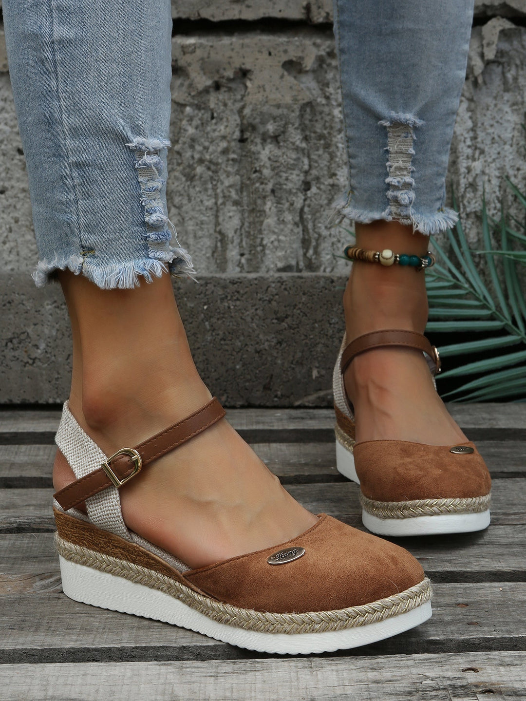Women's Orthopedic Closed Toe Wedge Sandals with Ankle Strap