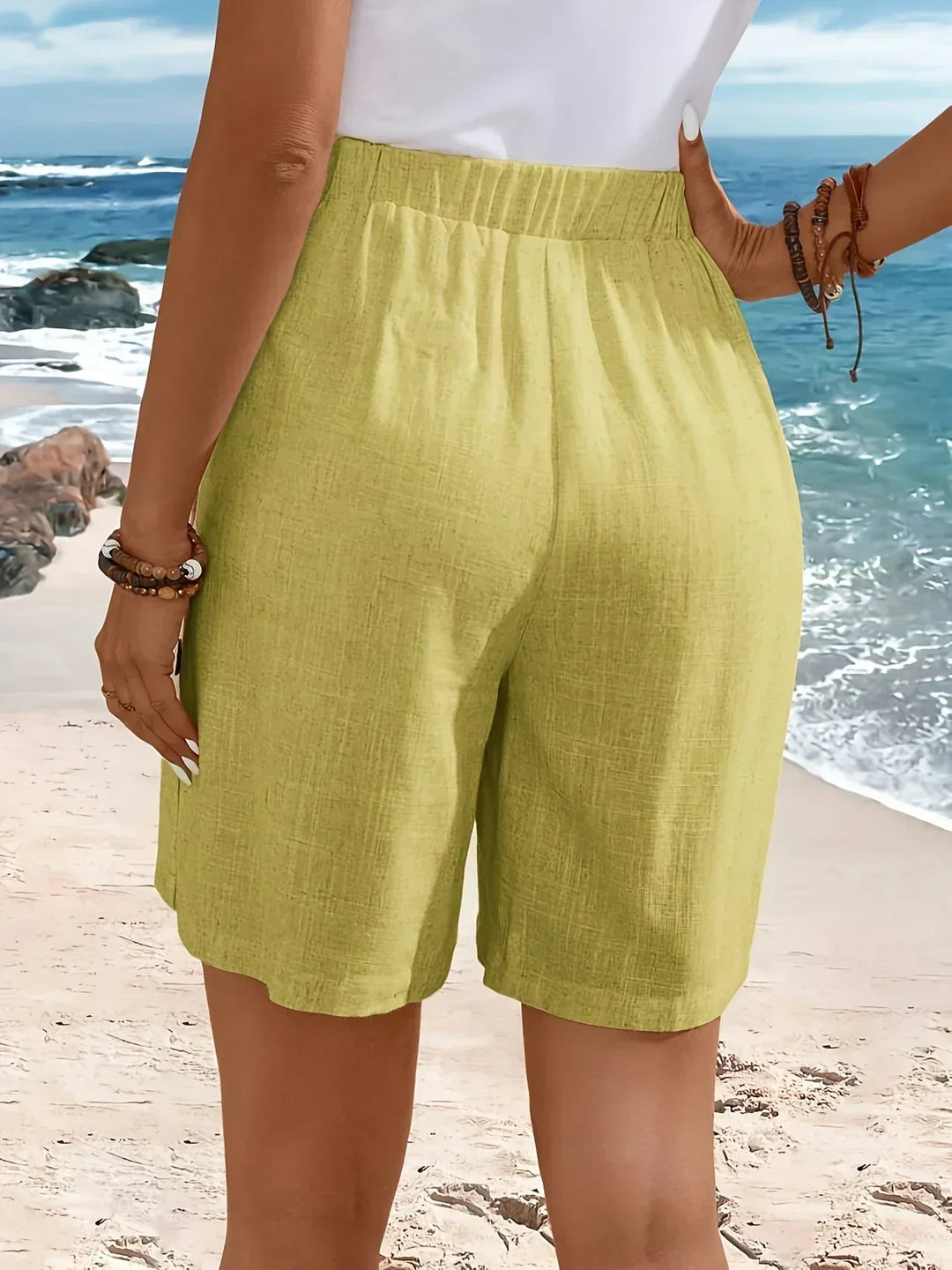 Nell | High Waist Shorts with Side Button Detail