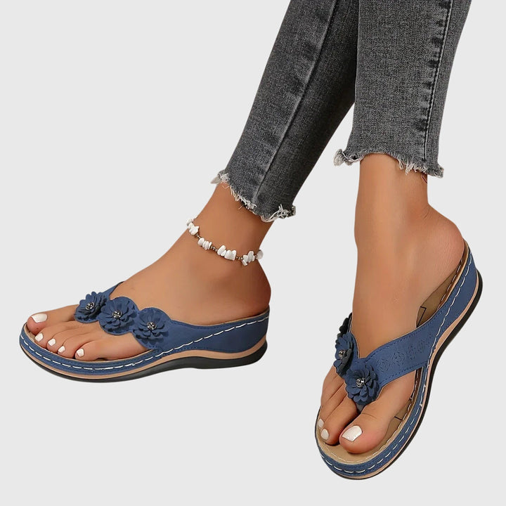 Alexis | Orthopedic Flip Flops with Floral Detail