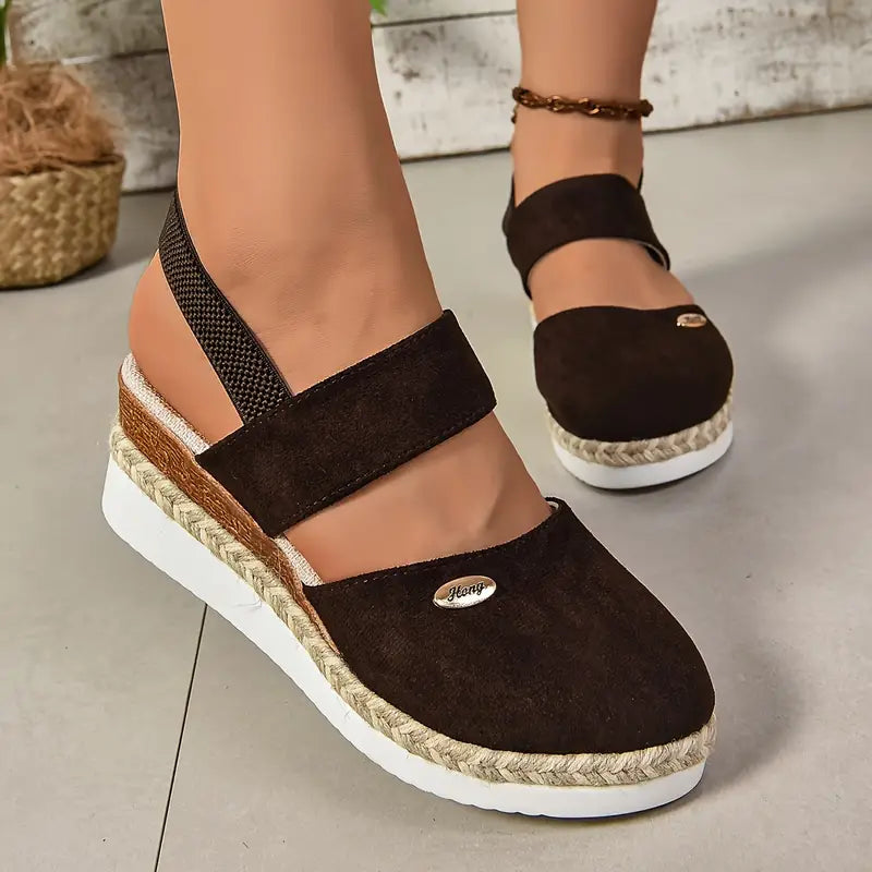 Women's Orthopedic Closed Toe Platform Sandals with Back Strap