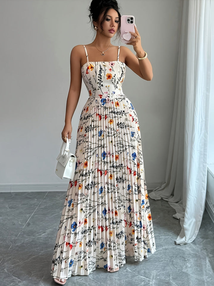 Iris | Maxi Wedding Guest Dress with Floral Print and Square Neck