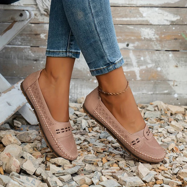 Women's Orthopedic Slip On Loafers with Perforated Upper