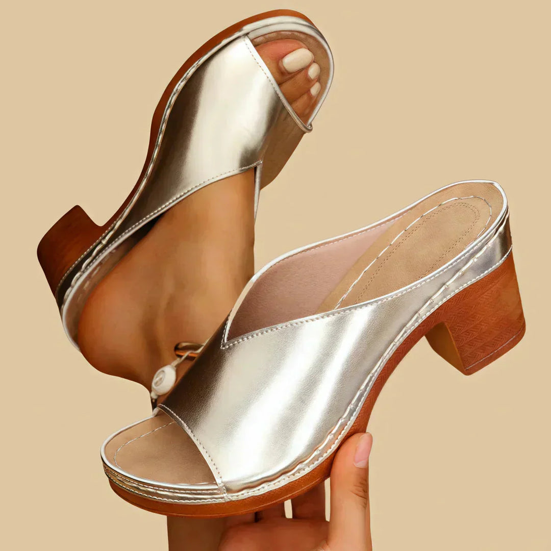 Lisa | Orthopedic Block Heel Sandal and Open Toe