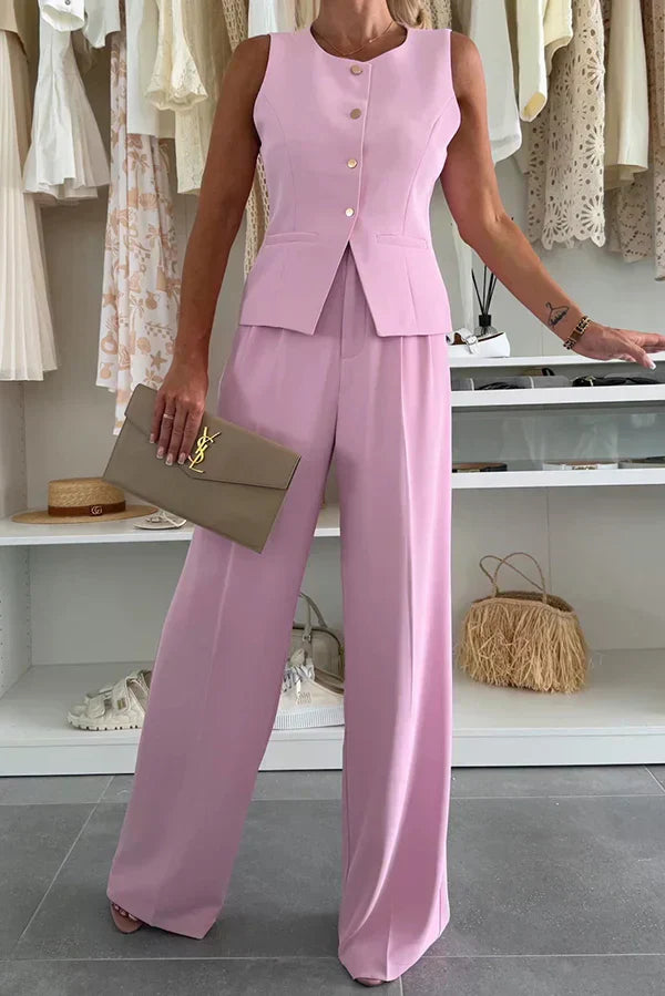 Vela | Two-Piece Set with Wide-Leg Trousers and Button Front