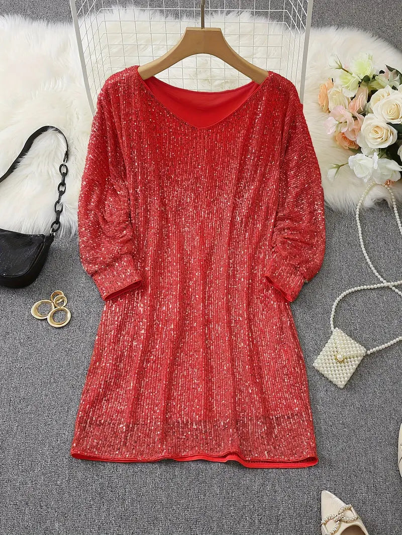 Aria | Mini Cocktail Dress with Sequins and V-Neck