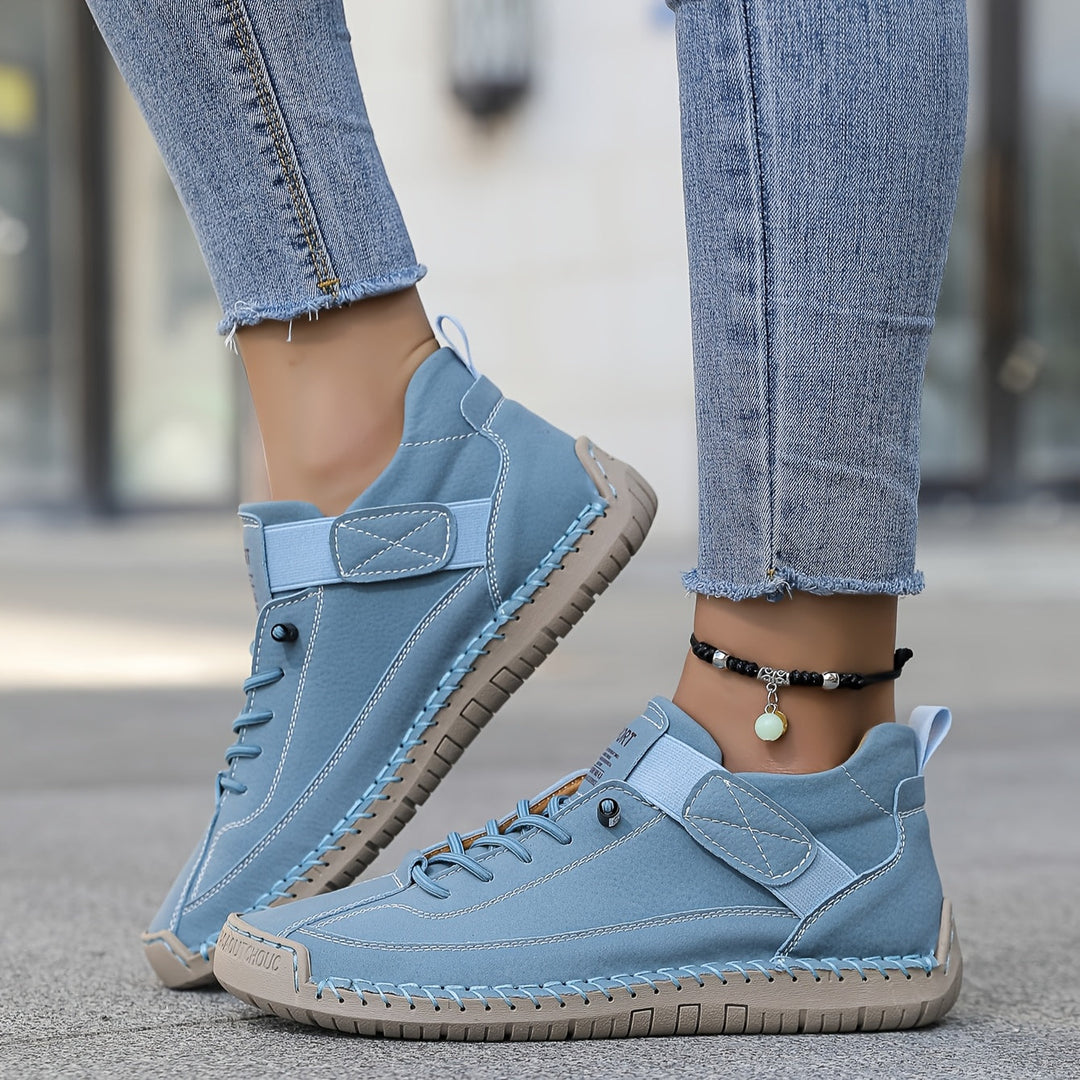 Women's Orthopedic Low Cut Lace-Up Sneakers with Stitch Detail