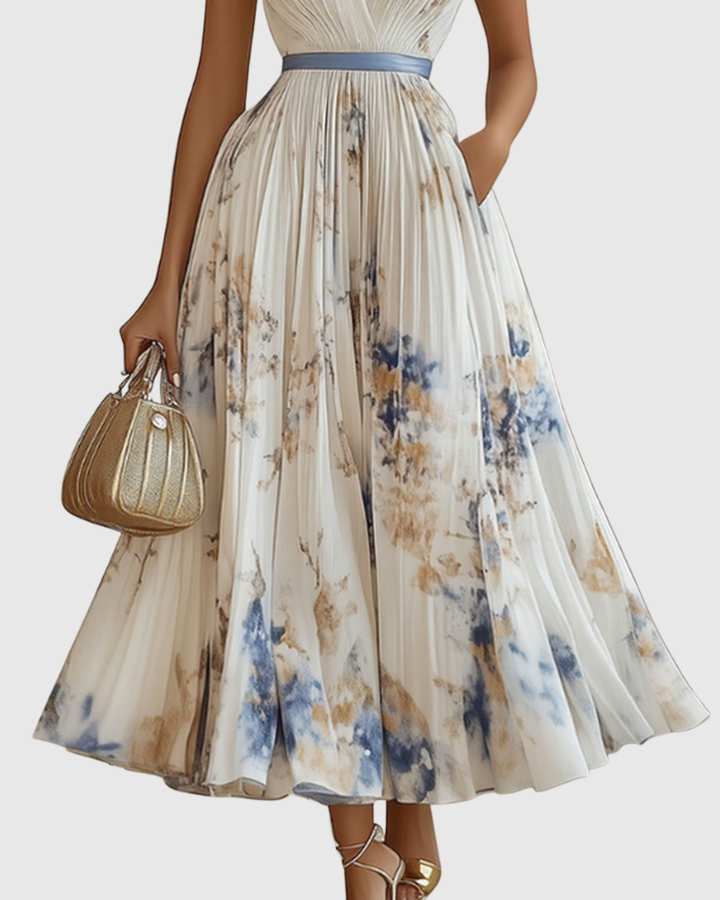 Rowena | Wedding Guest Maxi Dress Pleated V-Neck