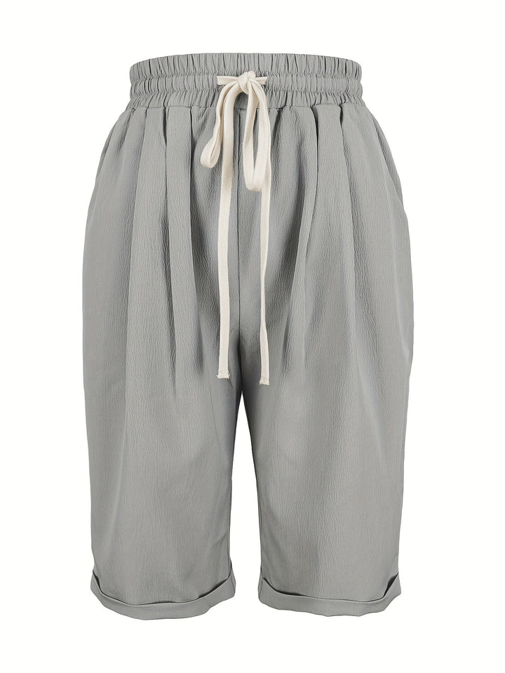 Lara | Capri Shorts with Drawstring Waist and Cuffed Hem
