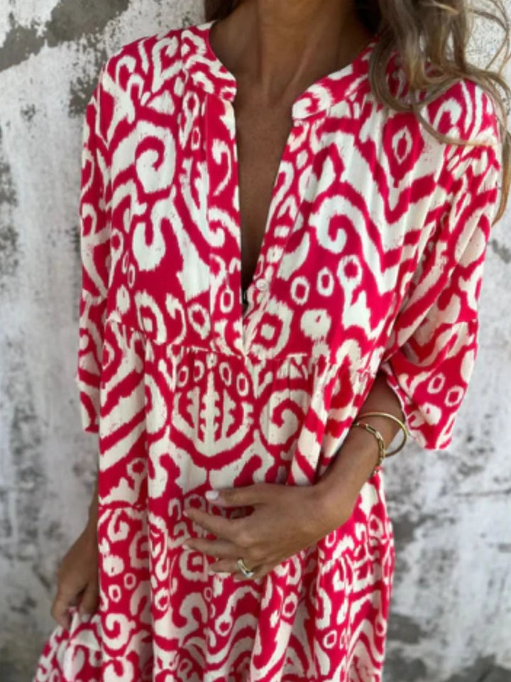 Bella | Mini Summer Dress with Boho Print and V-Neck