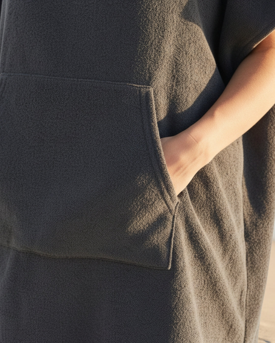 Dawn | Midi Summer Dress with Hooded Design and Front Pocket