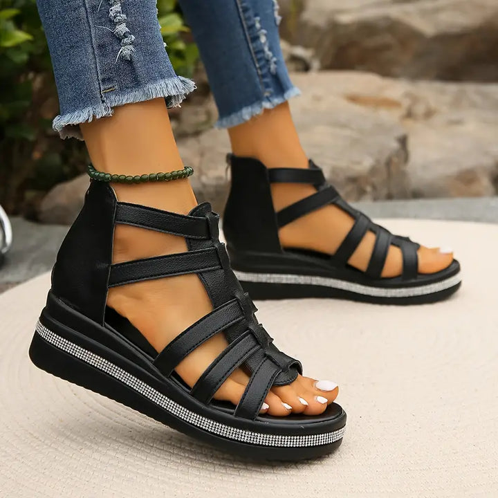 Women's Orthopedic Gladiator Platform Sandals with Multi Strap