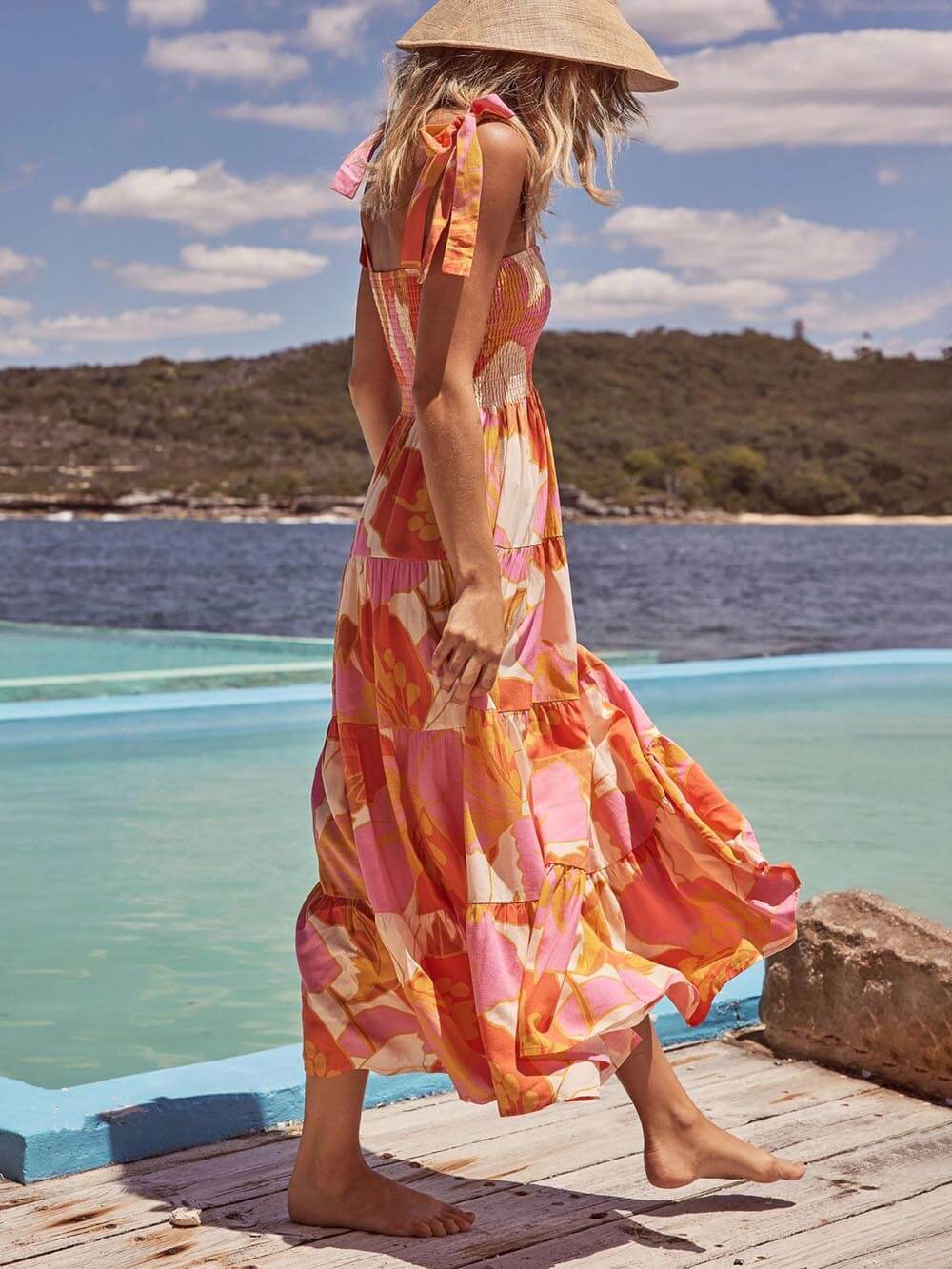 Jasmine | Summer Midi Dress Tie Strap Sleeveless