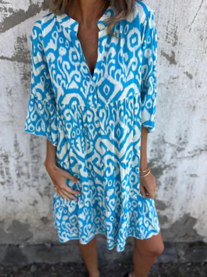 Bella | Mini Summer Dress with Boho Print and V-Neck