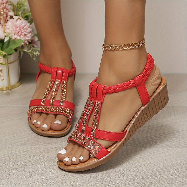 Women's Orthopedic Low Wedge Sandals with Ankle Strap