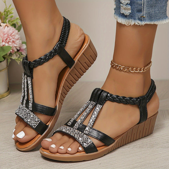 Women's Orthopedic Low Wedge Sandals with Ankle Strap