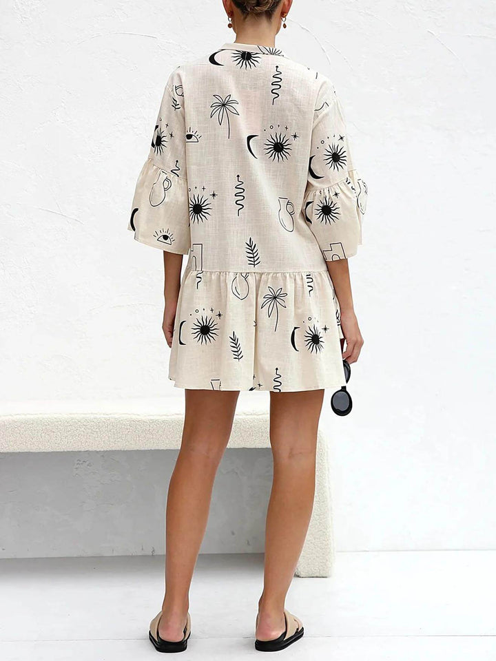 Eleanor | Mini Shirt Dress with Boho Print and V-Neck