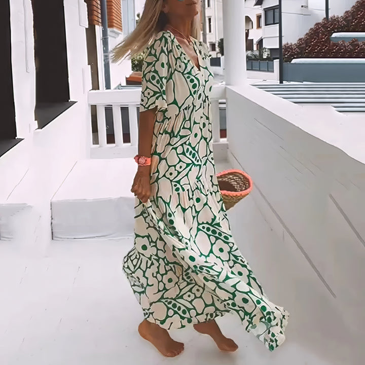 Jackie | Maxi Summer Dress with Boho Print and V-Neck