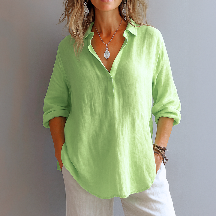 Bonnie | Relaxed Fit Blouse with Shirt Collar and Long Sleeves