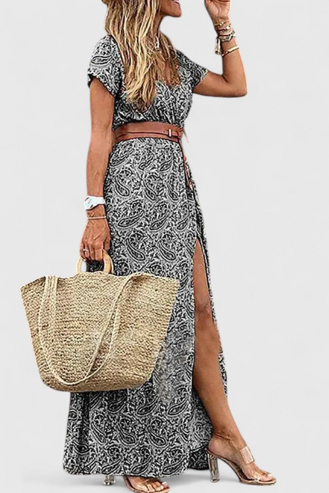 Wendy | Maxi Summer Dress with Floral Print and Belted Waist