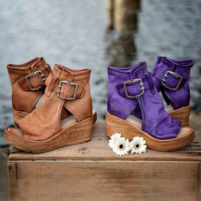 Women's Orthopedic Wedge Sandals with Ankle Buckle Strap