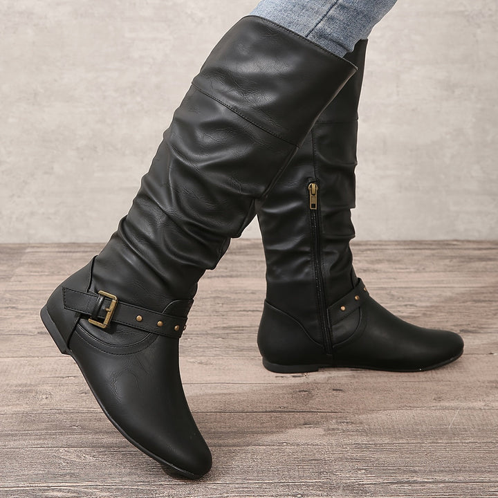 Women's Orthopedic Knee High Slouch Boots with Flat Heel