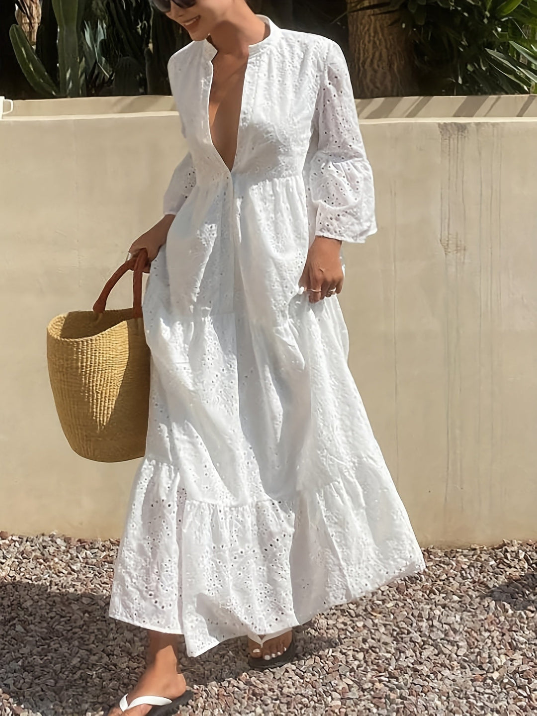 Hope | Maxi Summer Dress with Embroidered Detail and Tiered Skirt