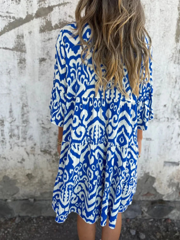 Bella | Mini Summer Dress with Boho Print and V-Neck