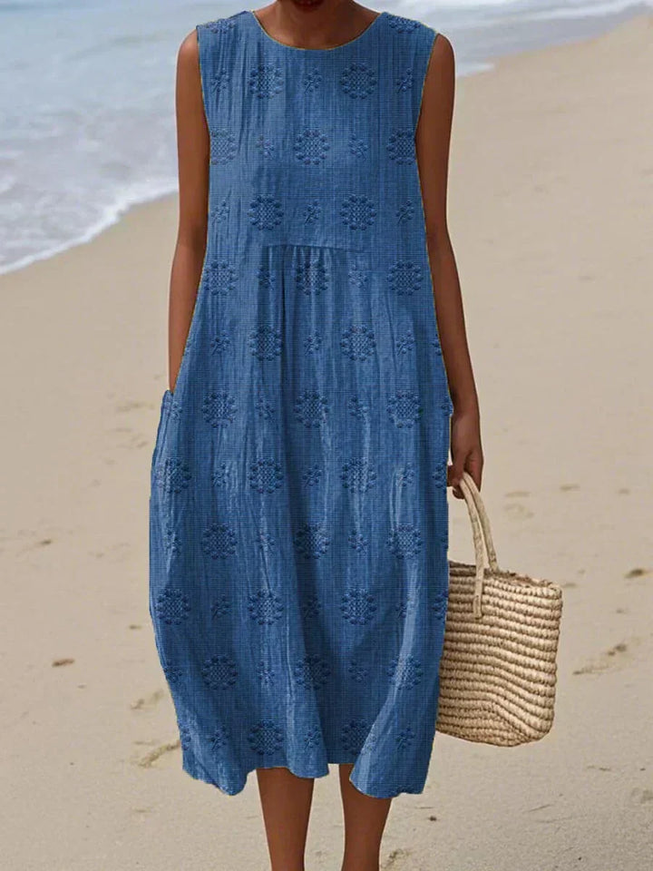 Olivia | Midi Holiday Dress with Embroidered Detail