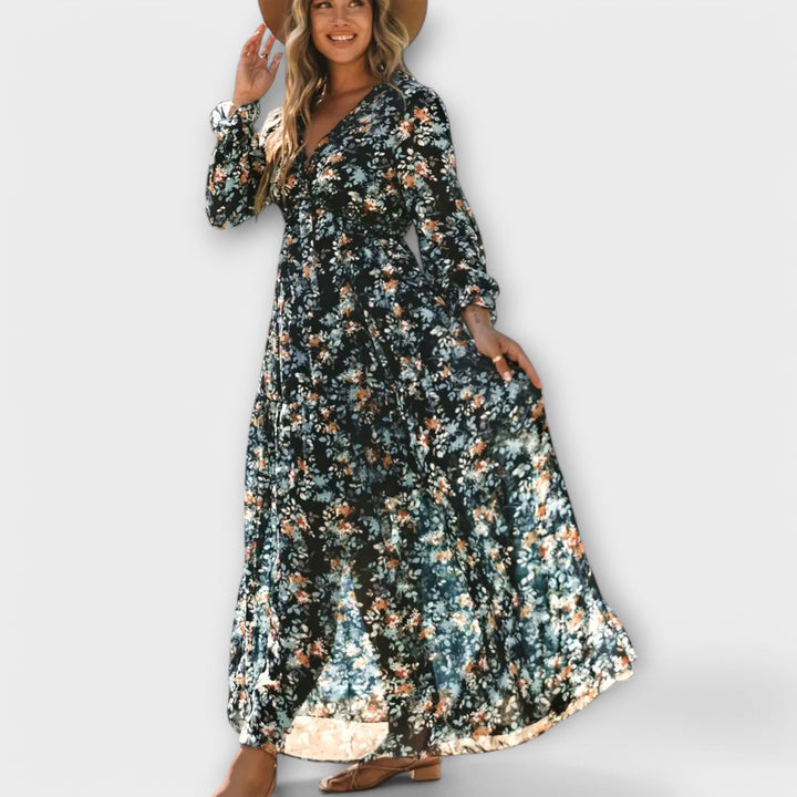 Eve | Maxi Dress with Floral Print and Long Sleeves