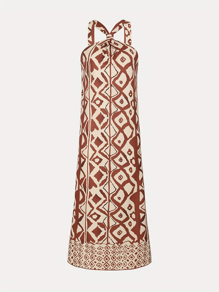 Eliza | Maxi Halter Neck Dress with Boho Print