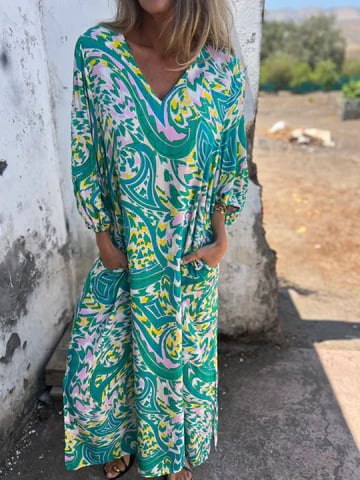 Evelyn | Maxi Summer Dress with Boho Print and V-Neck