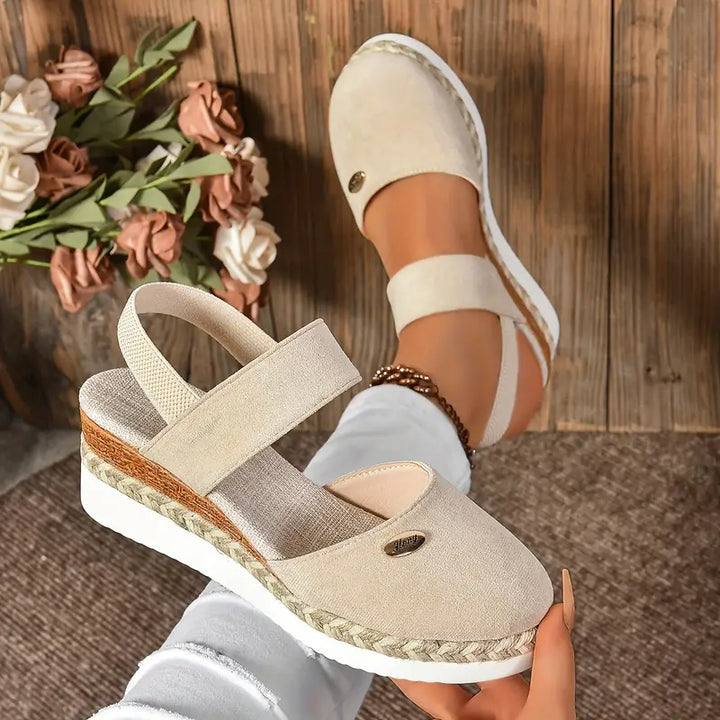 Women's Orthopedic Closed Toe Platform Sandals with Back Strap