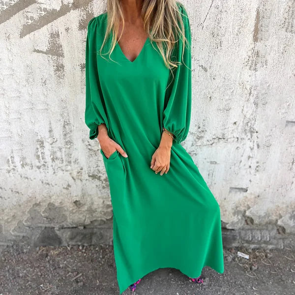 Lillian | Maxi Summer Dress with V-Neck and Long Sleeves