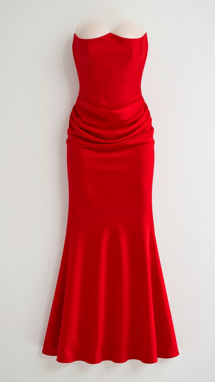 Alice | Maxi Wedding Guest Dress with Strapless Bodice and Mermaid Hem