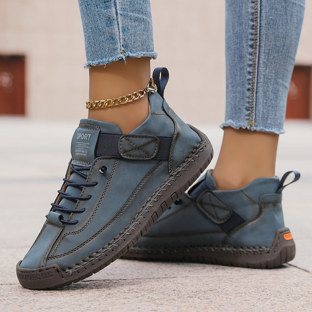 Women's Orthopedic Low Cut Lace-Up Sneakers with Stitch Detail