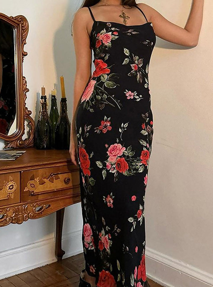 Marigold | Floral Summer Maxi Dress Spaghetti Strap