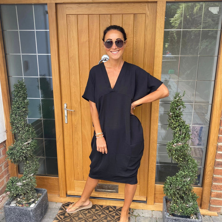 Olivia | Midi Summer Dress with V-Neck and Kimono Sleeve
