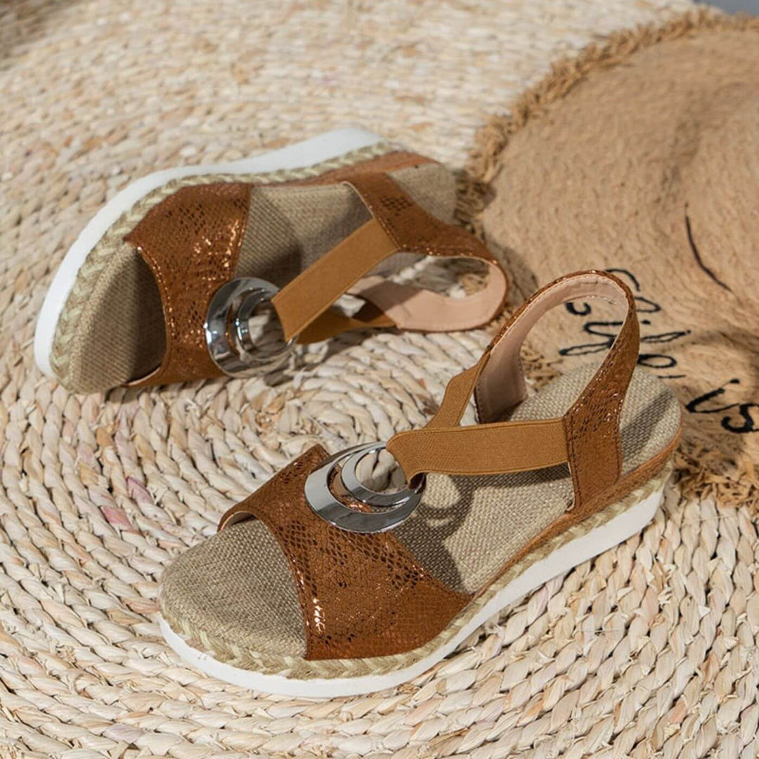 Women's Orthopedic Open Toe Platform Sandals with Ankle Strap