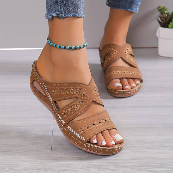 Women's Orthopedic Slip On Wedge Sandals with Cutout